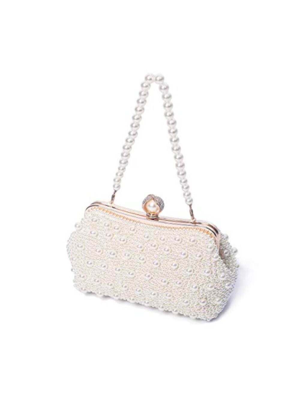 Pearl Beaded Evening Clutch Bag with Chain Strap Wedding Party